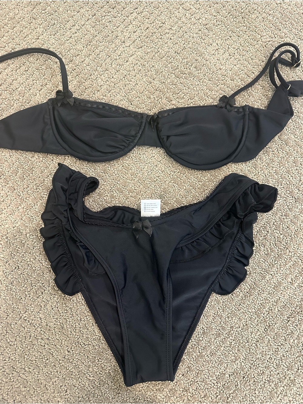 Strawberry Milk Mob Black Ruffle Bikini Top - Picture 2 of 4